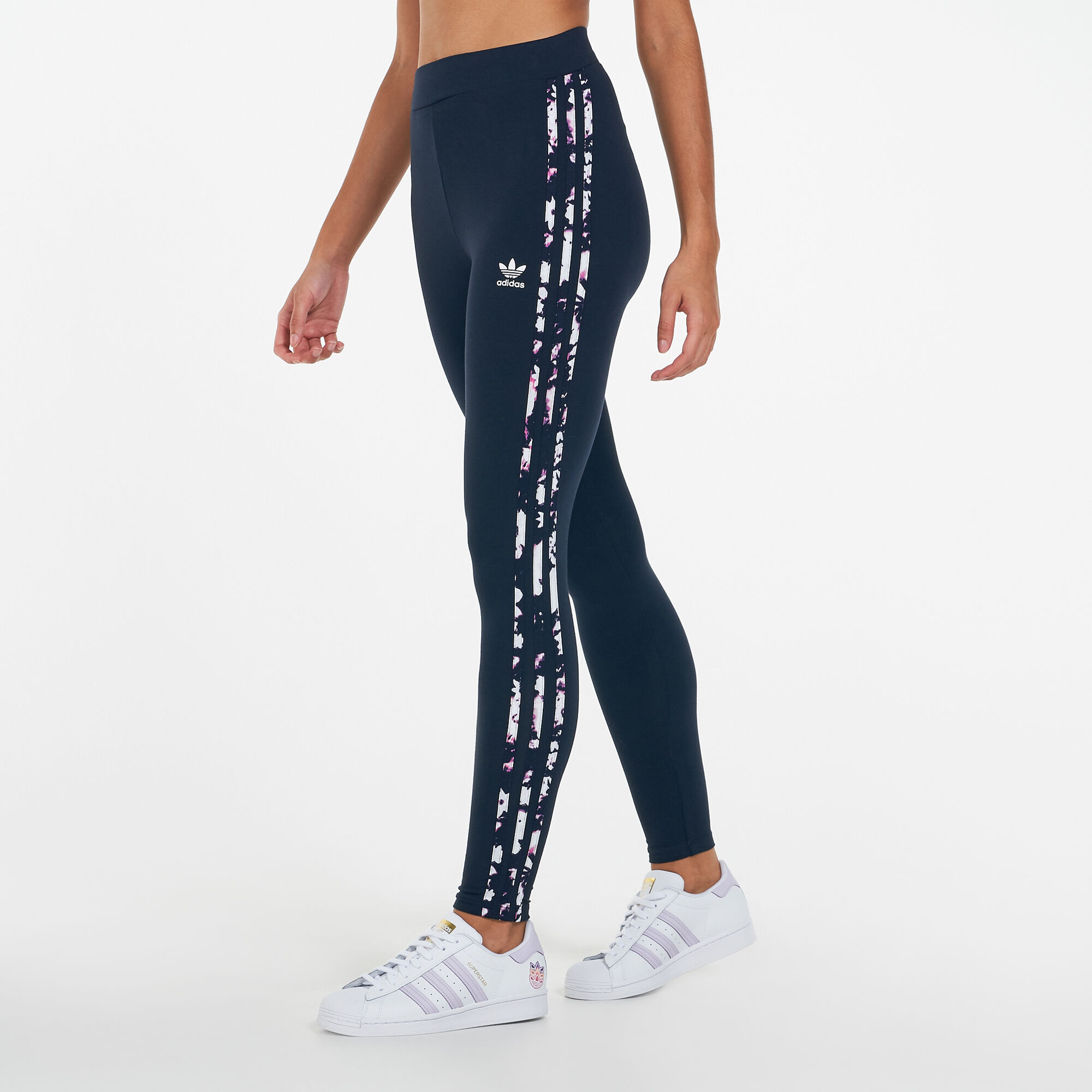 Adidas floral stripe leggings on sale