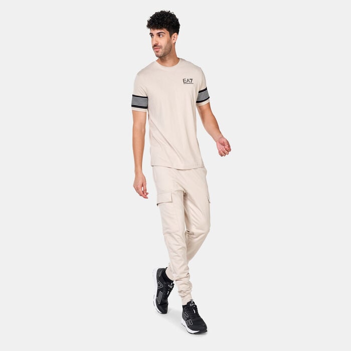 EA7 Emporio Armani Men's Reflective Logo Joggers Beige EA7 Emporio Armani Men's Reflective Logo Joggers Beige image number 2