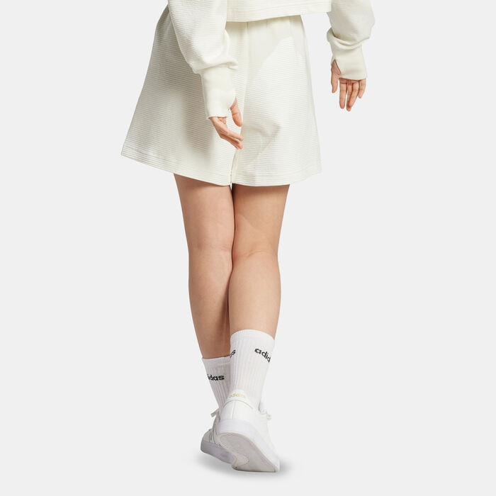 adidas Women's ALL SZN Ribbed Shorts White adidas Women's ALL SZN Ribbed Shorts White image number 1