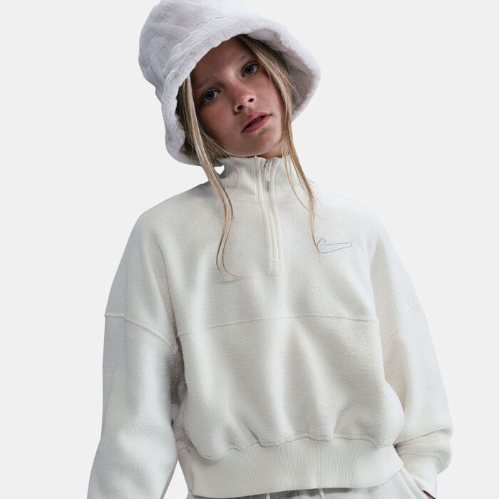 Nike Kids' Sportswear Fleece 1/4-Zip Top White image number 7