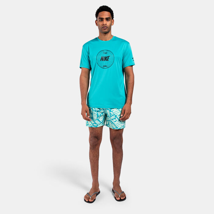 Nike Swim Men's Printed Hydroguard Swimming T-Shirt Blue Nike Swim Men's Printed Hydroguard Swimming T-Shirt Blue image number 4