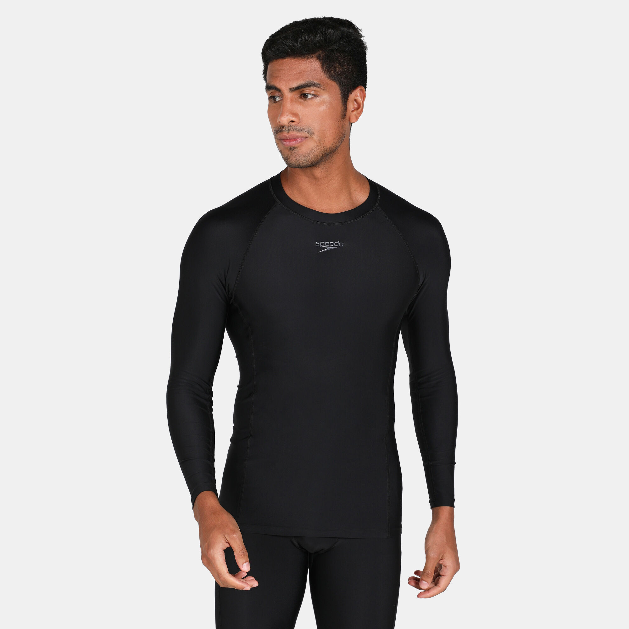 Buy Speedo Men's Essential Rashguard Swimming T-Shirt Black in KSA -SSS