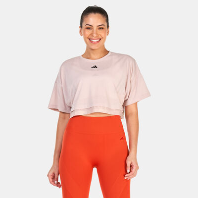 adidas Women's Dance Cropped T-Shirt Beige adidas Women's Dance Cropped T-Shirt Beige