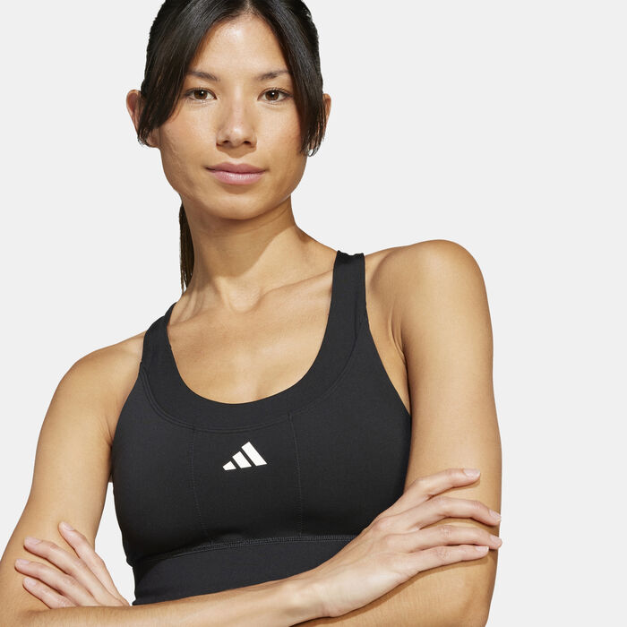 adidas Women's Run Pocket Medium Support Sports Bra Black image number 3