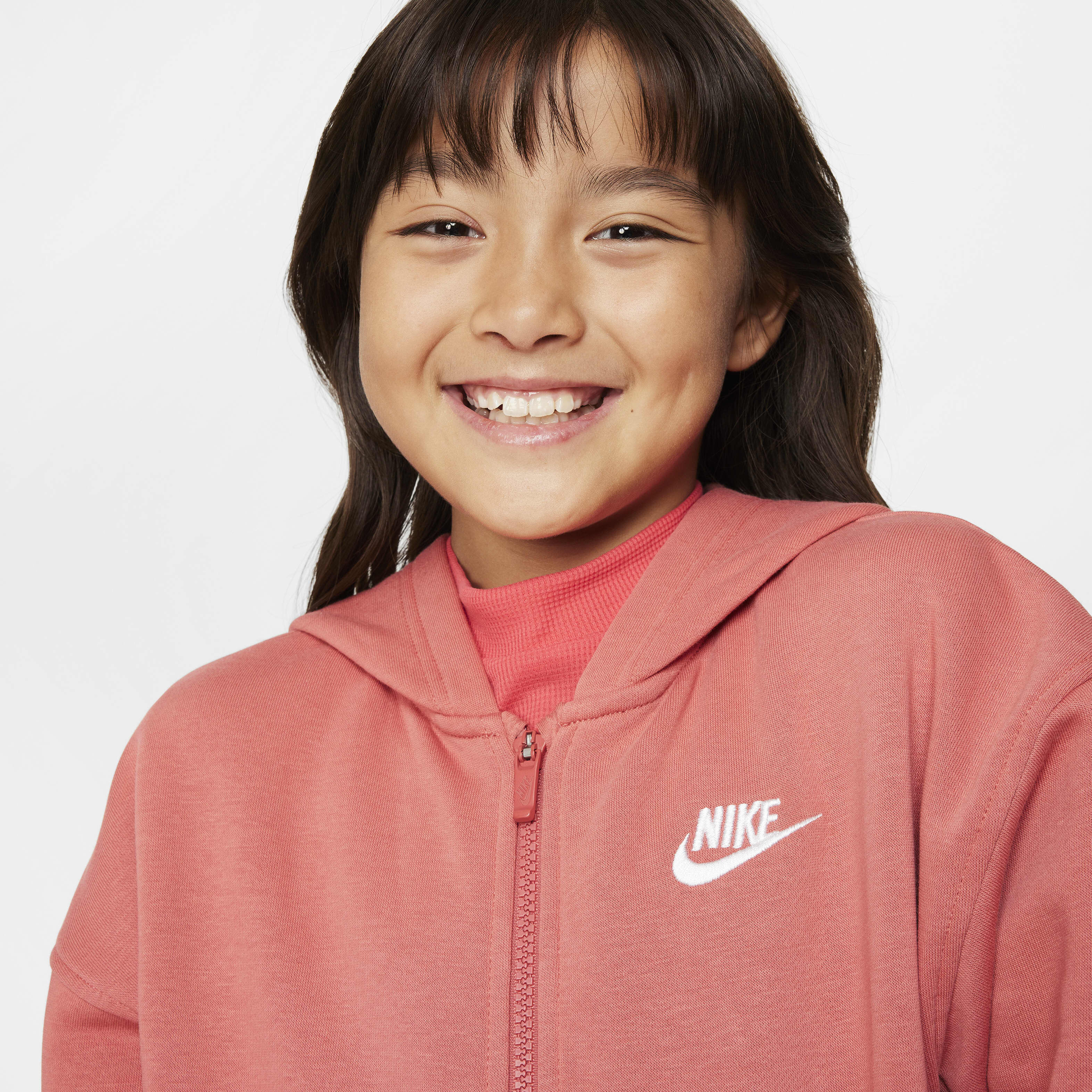 Kids Sportswear Club Fleece Oversized Full Zip Hoodie Peach Nike in KSA SSS