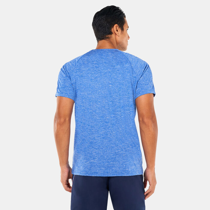 Nike Swim Men's Heathered Hydroguard Swimming Shirt Blue Nike Swim Men's Heathered Hydroguard Swimming Shirt Blue image number 1