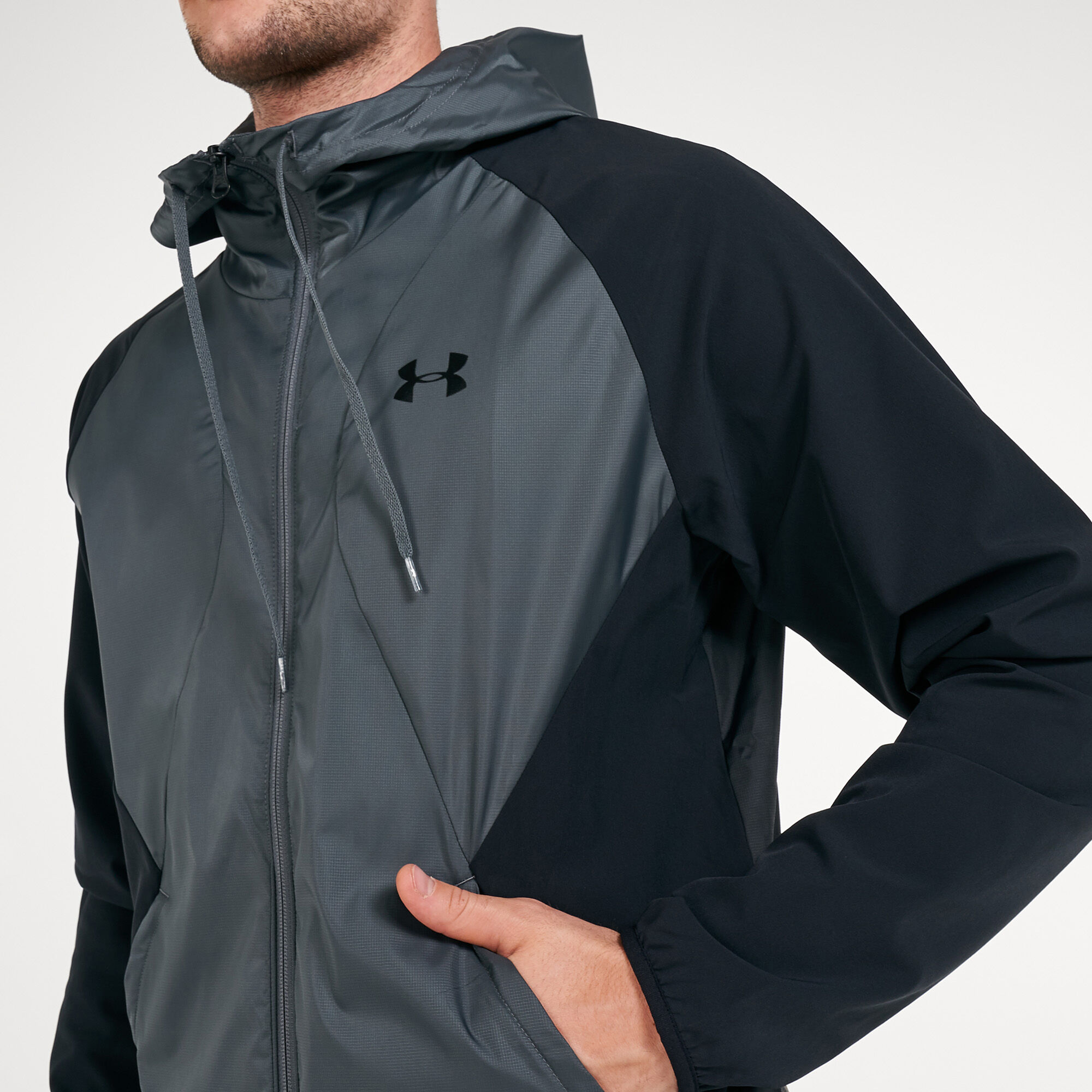 Men's ua stretch sales woven full zip jacket
