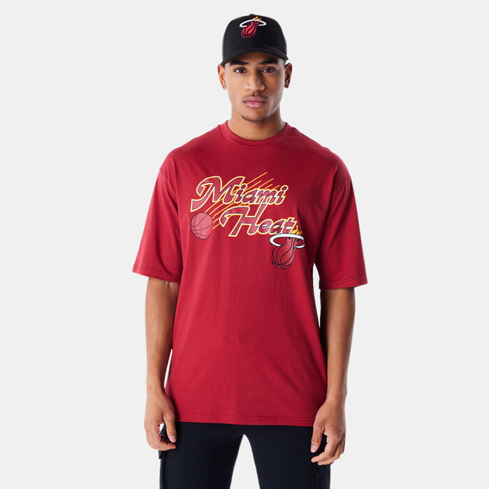 New Era Men's NBA Miami Heat Script T-Shirt Red image number 0