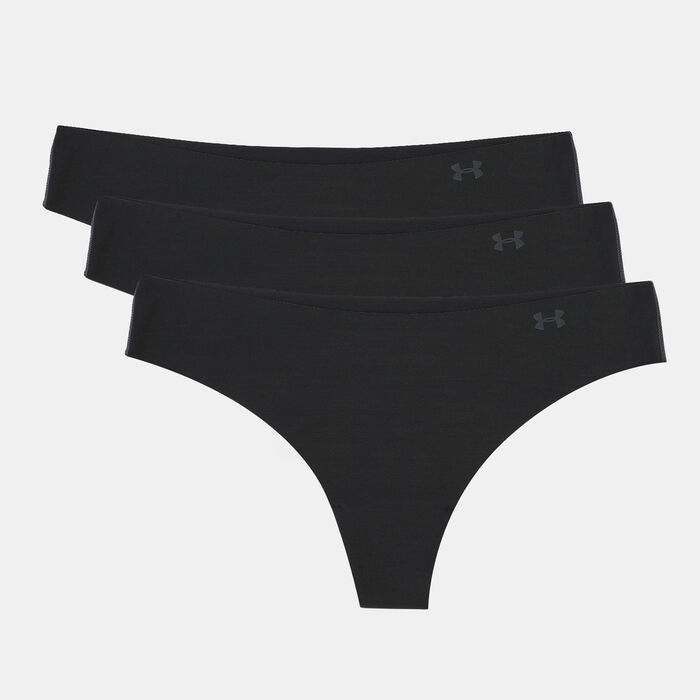 Under Armour Women's UA Pure Stretch Thong Underwear (3 Pack) Black Under Armour Women's UA Pure Stretch Thong Underwear (3 Pack) Black image number 0
