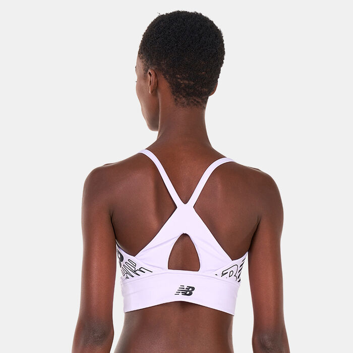 New Balance Women's Relentless Crop Sports Bra White New Balance Women's Relentless Crop Sports Bra White image number 1
