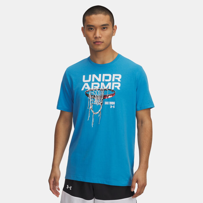 Under Armour Men's 60/40s Hoops Net Graphic T-Shirt Blue Under Armour Men's 60/40s Hoops Net Graphic T-Shirt Blue image number 0