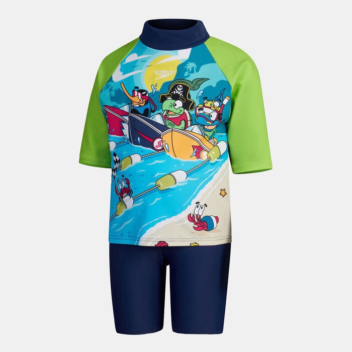 Speedo Kids' Learn To Swim Sun Protection Rashguard and Jammers Set Blue Speedo Kids' Learn To Swim Sun Protection Rashguard and Jammers Set Blue image number 0