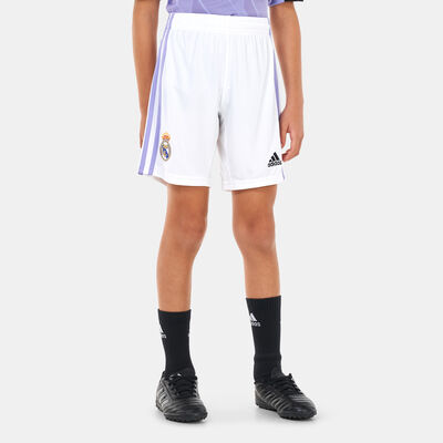 adidas Kids' Real Madrid F.C. Home Football Shorts - 2022/23 White adidas Kids' Real Madrid F.C. Home Football Shorts - 2022/23 White