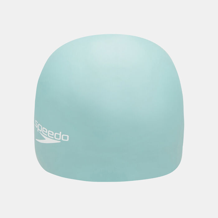 Speedo Plain Moulded Silicone Swimming Cap Green Speedo Plain Moulded Silicone Swimming Cap Green image number 1