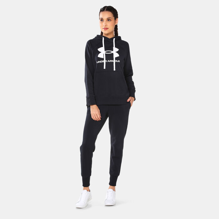 Under Armour Women's UA Rival Fleece Logo Hoodie Black Under Armour Women's UA Rival Fleece Logo Hoodie Black image number 2