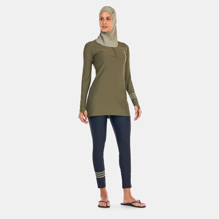 adidas Women's 3-Stripes Swimming Top Green adidas Women's 3-Stripes Swimming Top Green image number 2