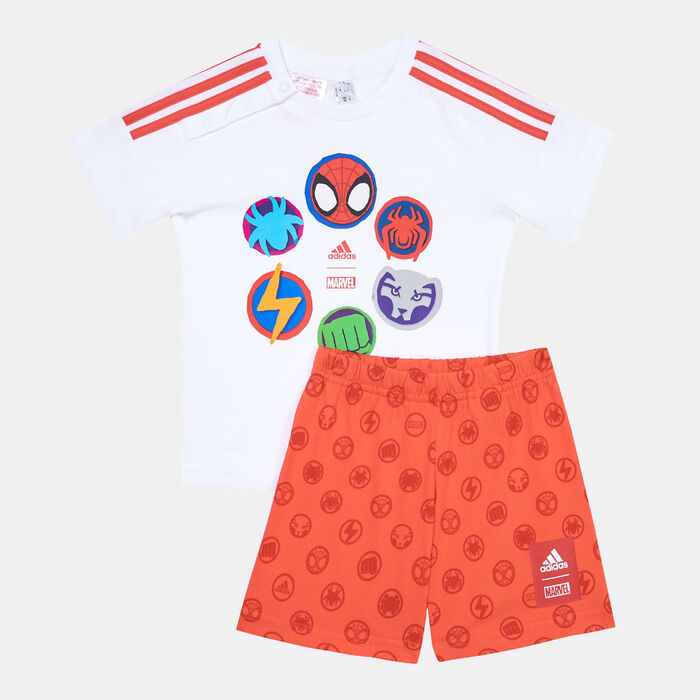 adidas Kids' X Marvel Spider-Man T-Shirt and Shorts Set Multi-Color image number 0