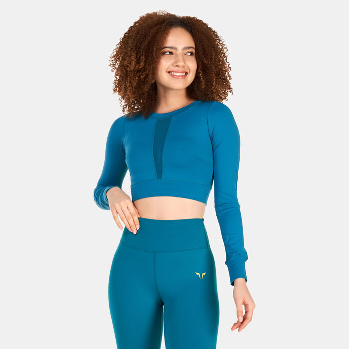 SQUATWOLF Women's Code Power Crop Top Blue SQUATWOLF Women's Code Power Crop Top Blue image number 0