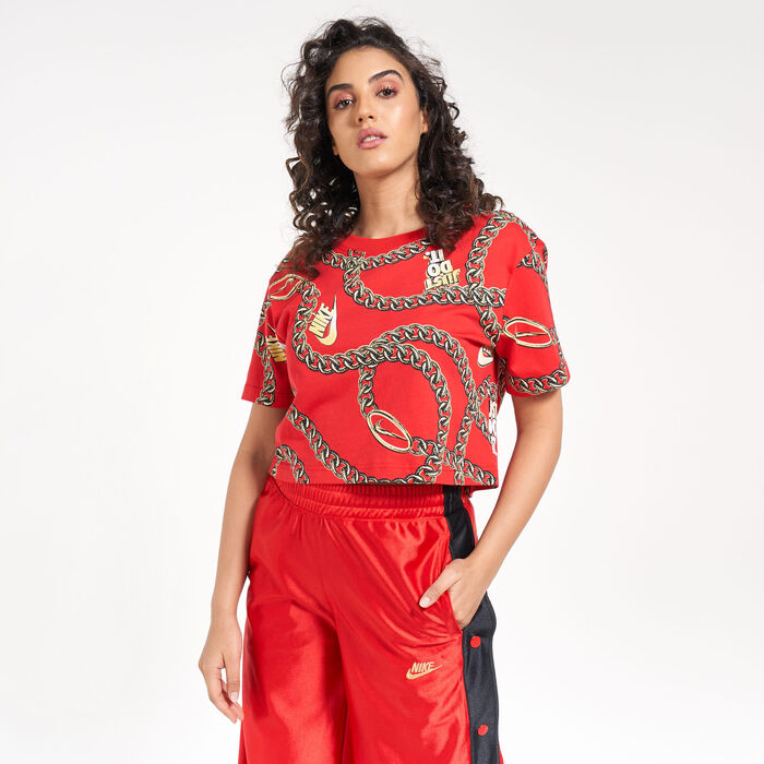 Nike Women's Sportswear Glam Dunk Crop Top Red Nike Women's Sportswear Glam Dunk Crop Top Red image number 0