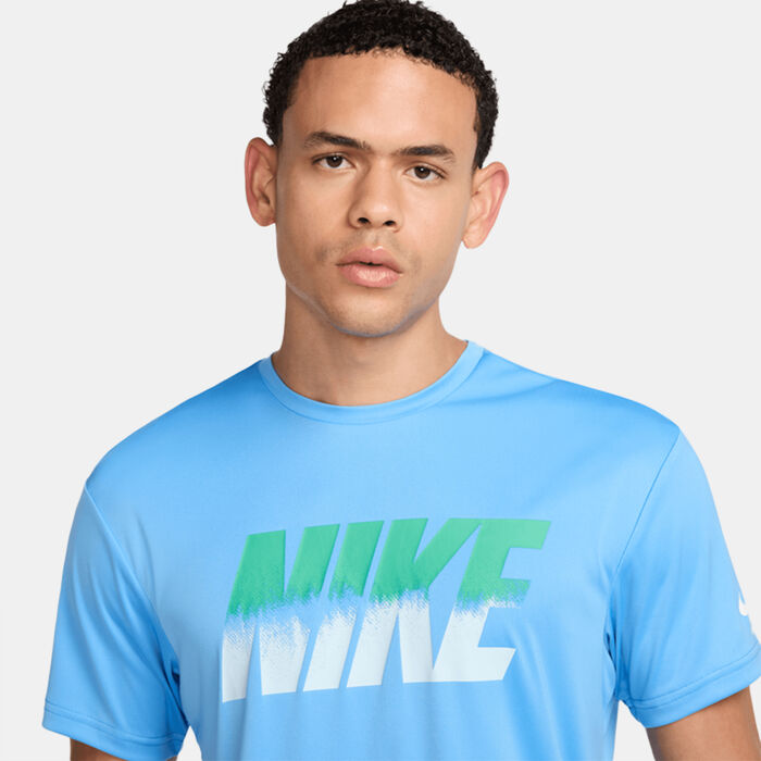 Nike Swim Men's Logo Hydroguard Swimming T-Shirt Blue Nike Swim Men's Logo Hydroguard Swimming T-Shirt Blue image number 3