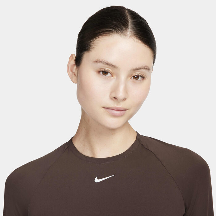 Nike Women's Pro Dri-FIT Crop Top Brown image number 2