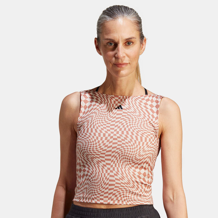 adidas Women's Print Clash Yoga Tank Top Brown adidas Women's Print Clash Yoga Tank Top Brown image number 0