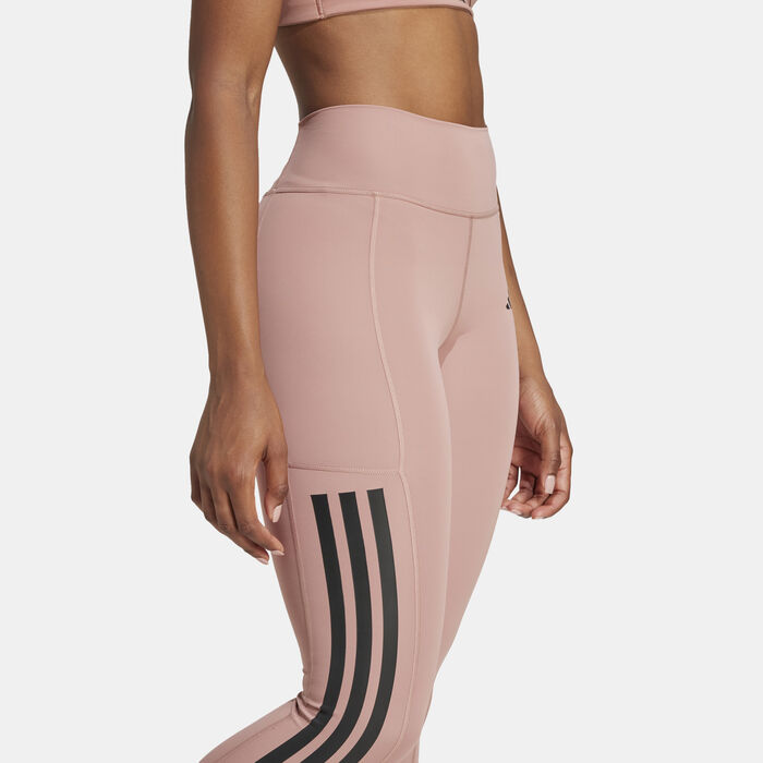 adidas Women's Optime 3-Stripes Leggings Pink adidas Women's Optime 3-Stripes Leggings Pink image number 4