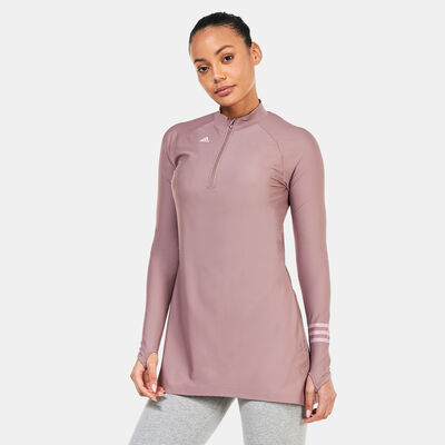adidas Women's 3-Stripes Long Sleeve Swim Top Pink adidas Women's 3-Stripes Long Sleeve Swim Top Pink