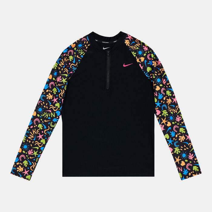 Nike Swim Kids' Long Sleeve Zip Hydroguard Green image number 0