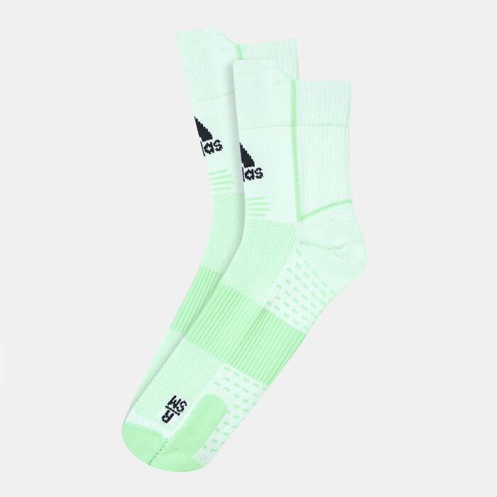 adidas Men's Adizero Ultralight Quarter Performance Running Socks Green image number 0