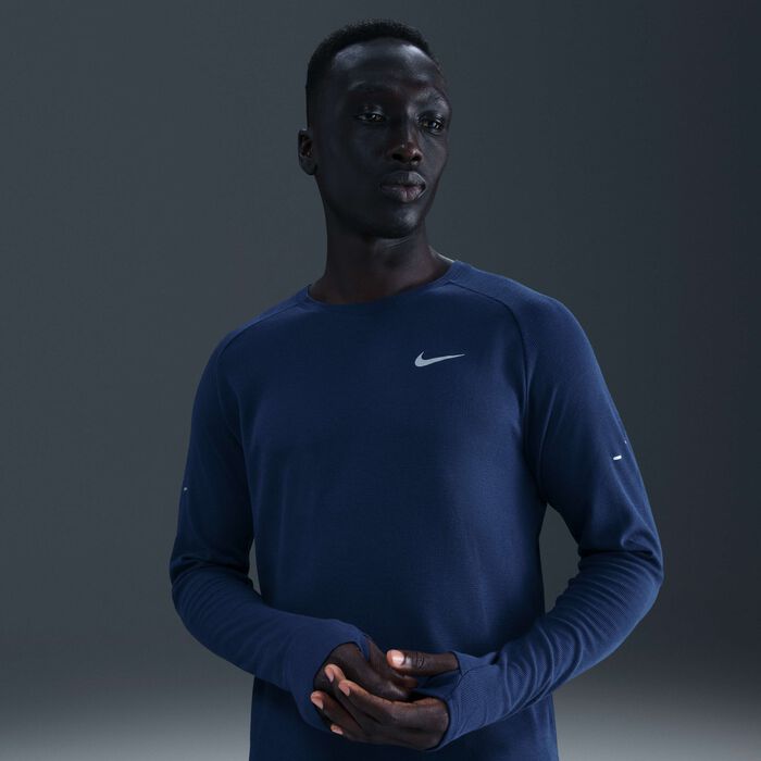 Nike Men's Stride Waffle Crew Running Top Blue image number 0