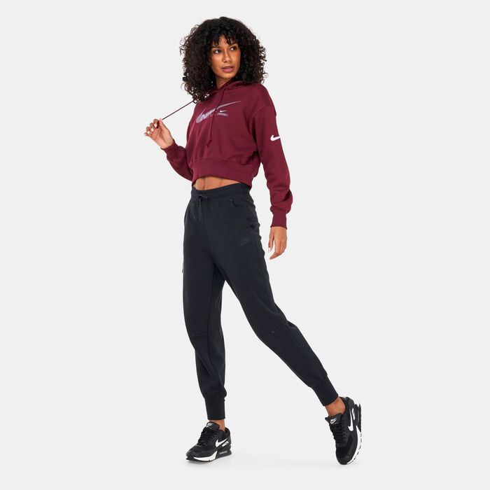 Nike Women's Sportswear Swoosh Fleece Hoodie Black Nike Women's Sportswear Swoosh Fleece Hoodie Black image number 2