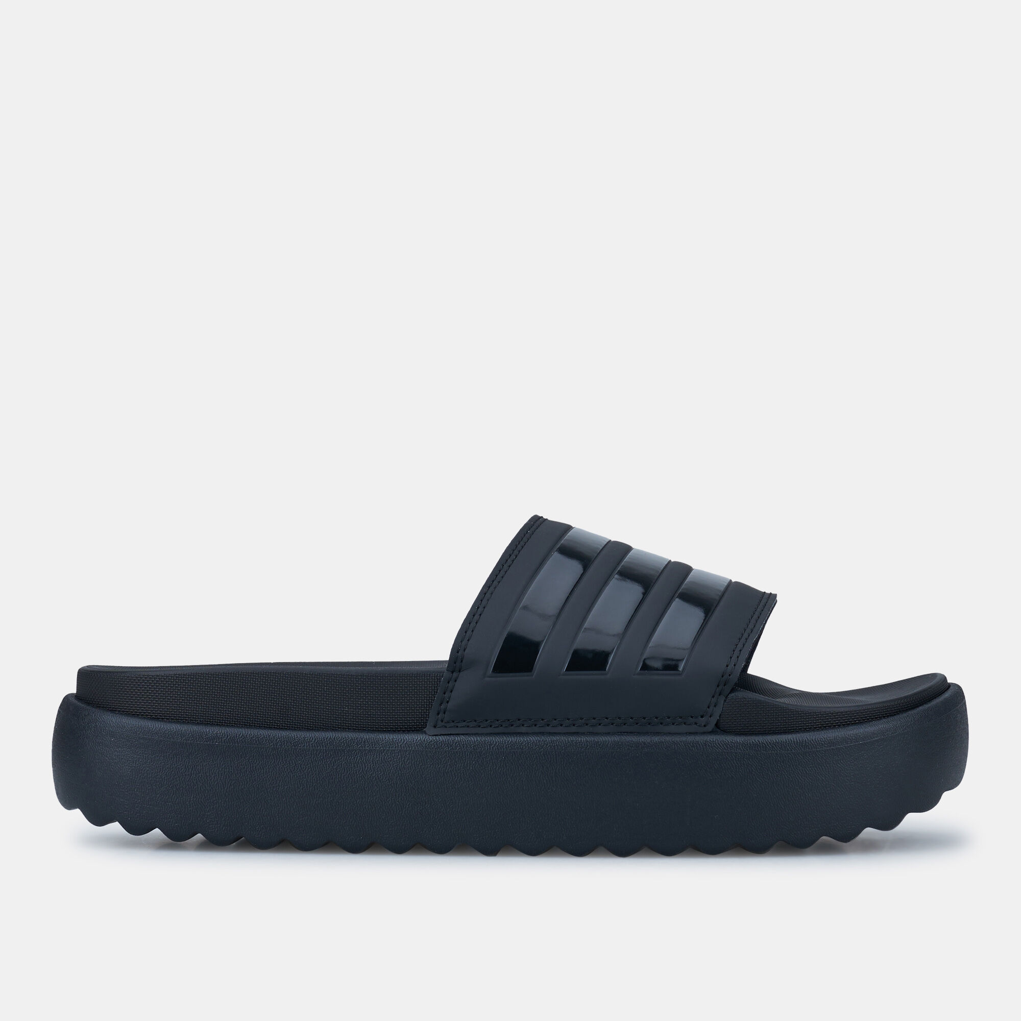 All black adidas slides womens top