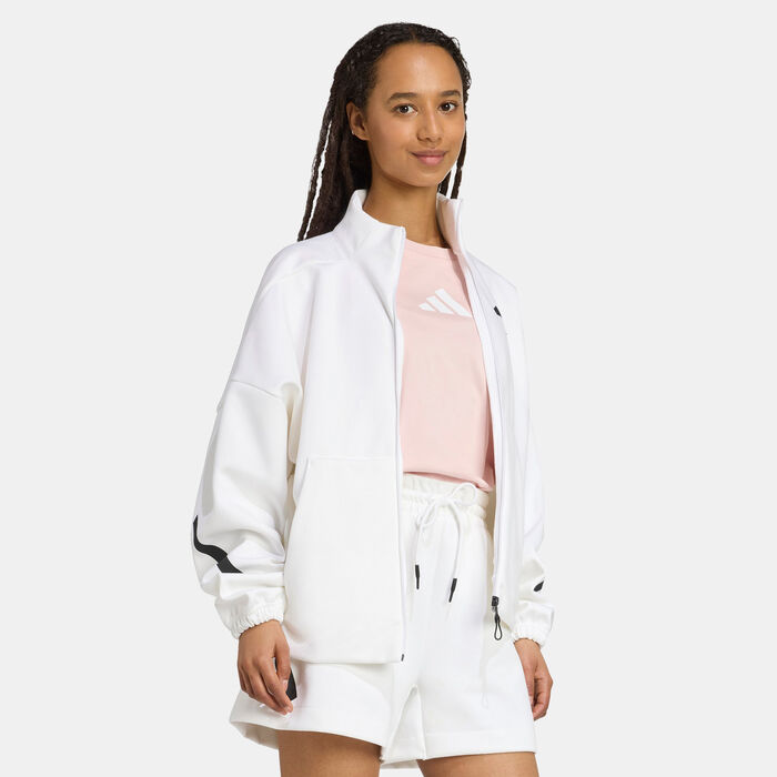 adidas Women's Z.N.E. Track Jacket White adidas Women's Z.N.E. Track Jacket White image number 2