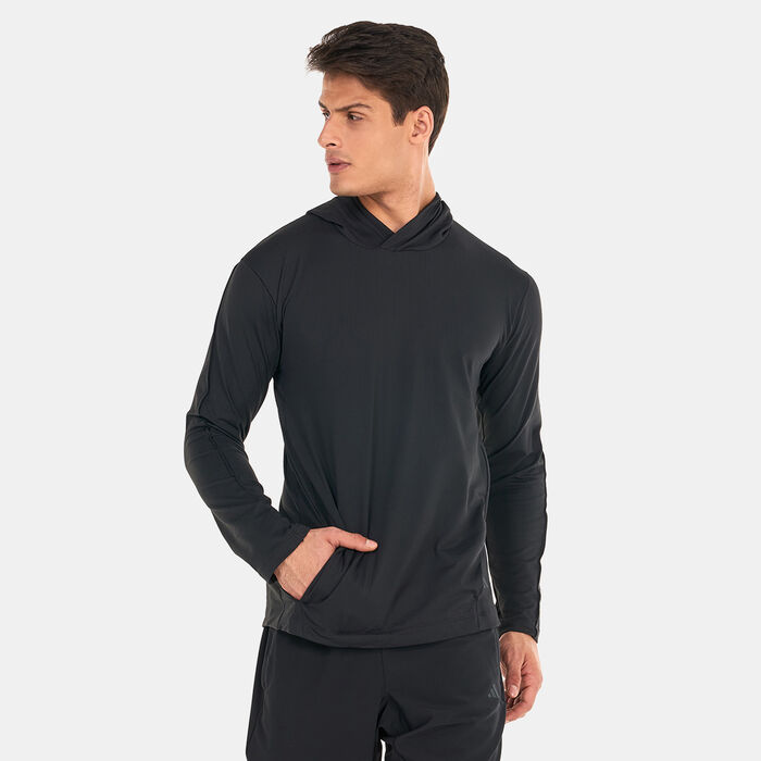 adidas Men's Yoga Graphic Training Pullover Hoodie Black adidas Men's Yoga Graphic Training Pullover Hoodie Black image number 0