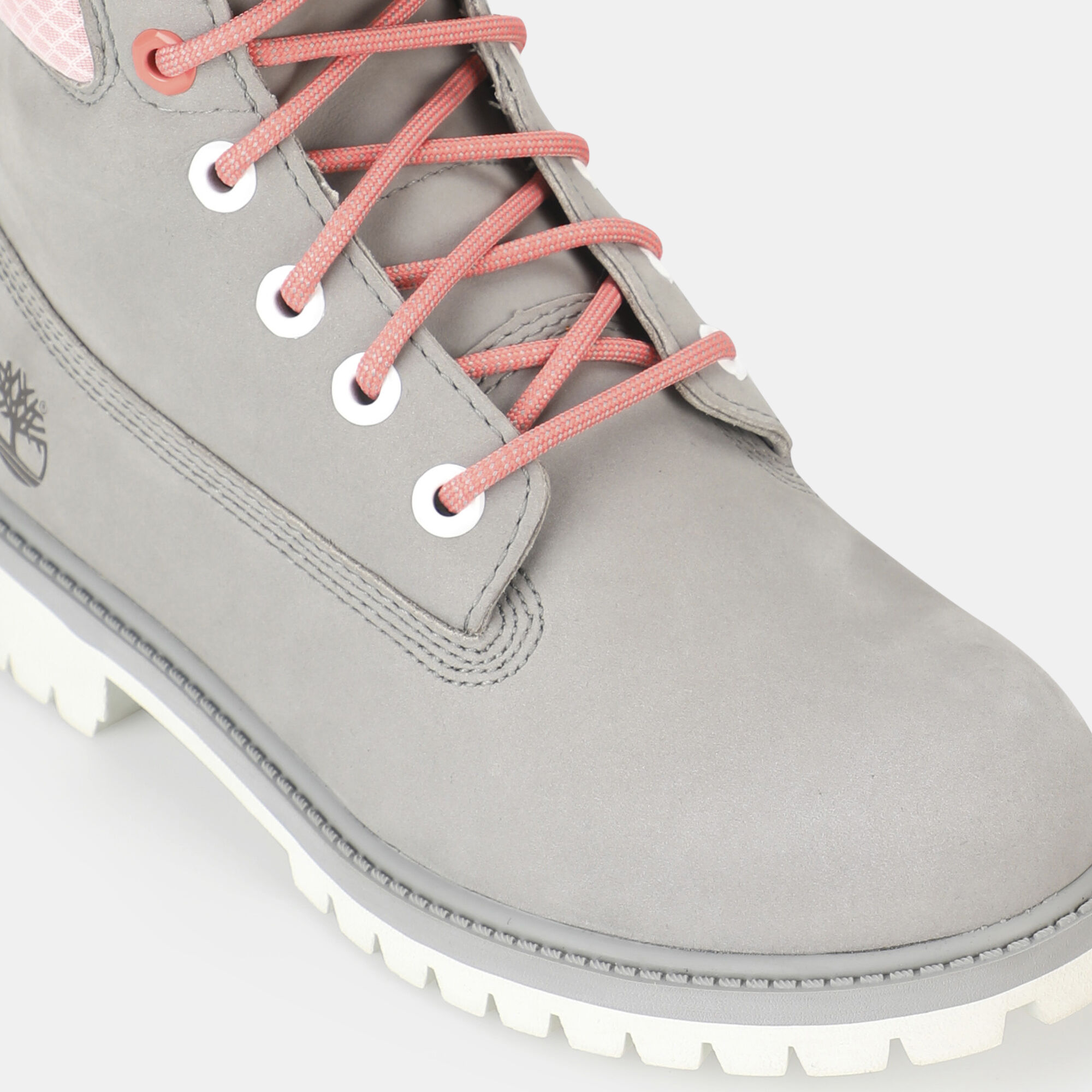 Grey and discount pink timberlands