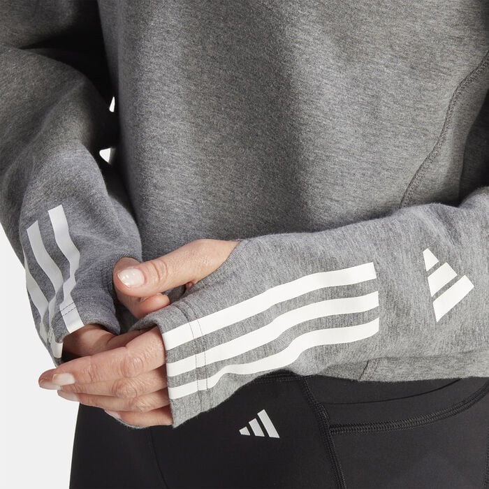 adidas Women's Train Essentials Train Cotton 3-Stripes Hoodie Grey adidas Women's Train Essentials Train Cotton 3-Stripes Hoodie Grey image number 3
