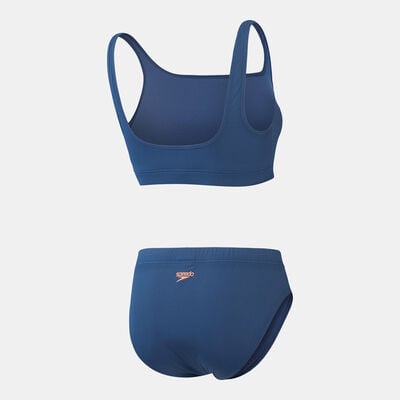 Speedo Women's Textured U-Back 2-Piece Bikini Set Blue Speedo Women's Textured U-Back 2-Piece Bikini Set Blue