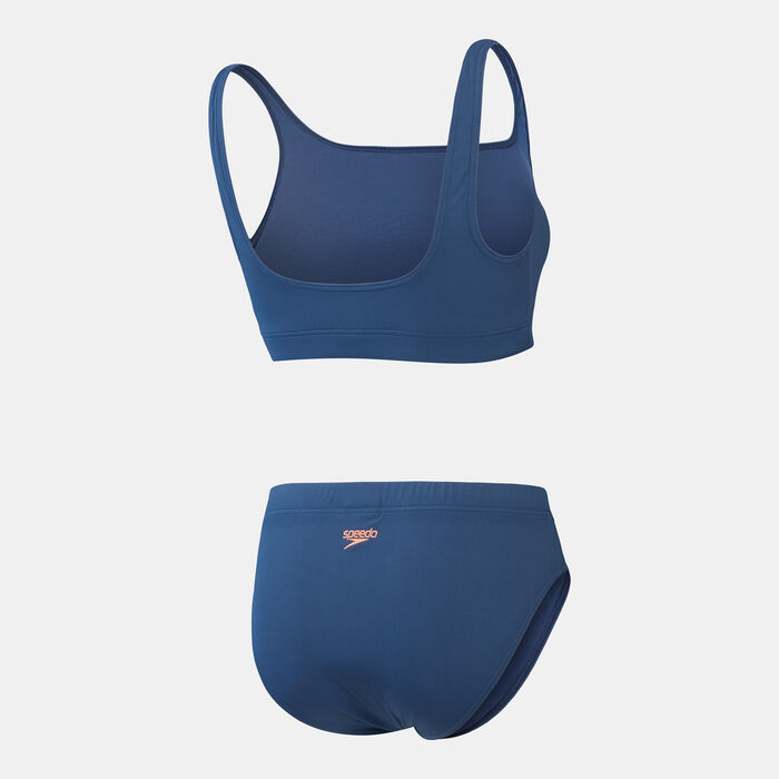 Speedo Women's Textured U-Back 2-Piece Bikini Set Blue Speedo Women's Textured U-Back 2-Piece Bikini Set Blue image number 1