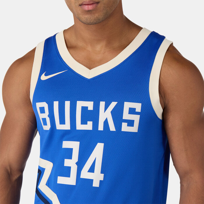 Nike Men's NBA 23/24 Milwaukee Bucks City Edition Swingman Basketball Jersey Blue Nike Men's NBA 23/24 Milwaukee Bucks City Edition Swingman Basketball Jersey Blue image number 3