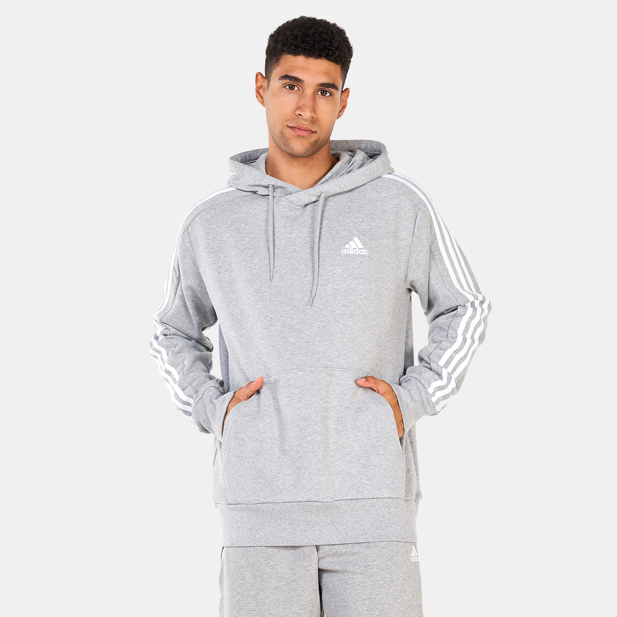 Adidas 3 stripes hoodie grey top