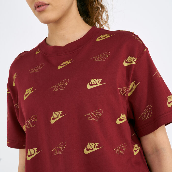 Nike Women's Sportswear Shine Cropped T-Shirt Red Nike Women's Sportswear Shine Cropped T-Shirt Red image number 3