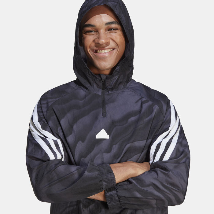 adidas Men's Future Icons Allover Print Hoodie Black image number 2