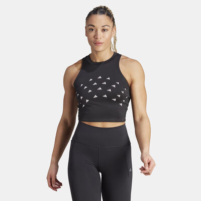 adidas Women's Brand Love Training Logo Print Crop Tank Top Black