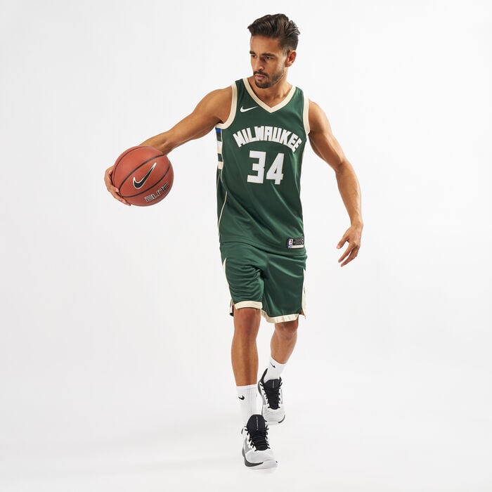 Nike NBA Milwaukee Bucks Road Swingman Shorts Green Nike NBA Milwaukee Bucks Road Swingman Shorts Green image number 2