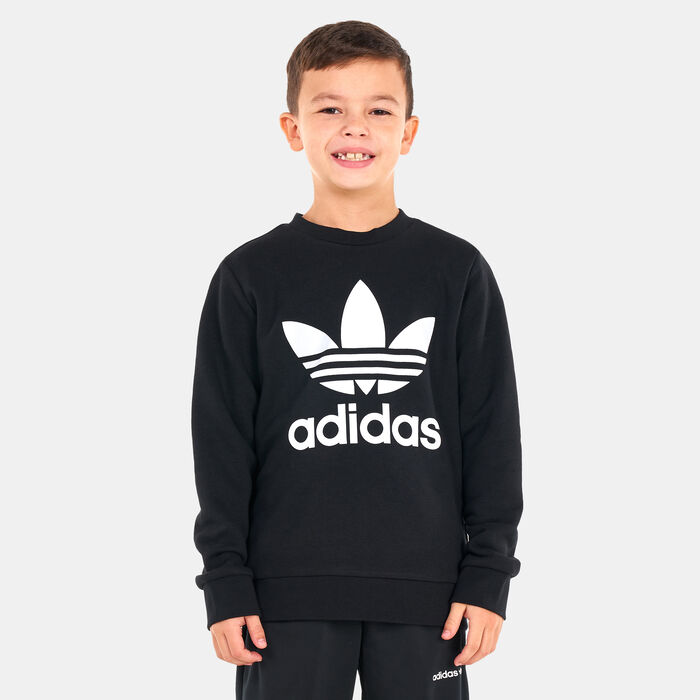 adidas Originals Kids' Trefoil Crew Sweatshirt Black adidas Originals Kids' Trefoil Crew Sweatshirt Black image number 0