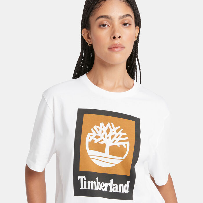 Timberland Men's Square Stack Logo T-Shirt White image number 3