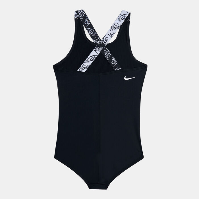 Nike Swim Kids' Script Logo Crossback One-Piece Swimsuit Black Nike Swim Kids' Script Logo Crossback One-Piece Swimsuit Black image number 1