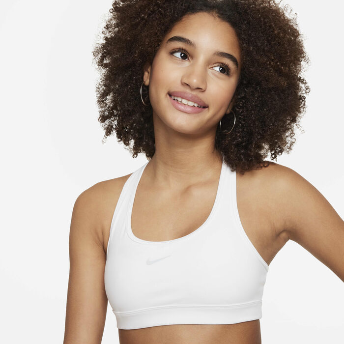 Nike Kids' Swoosh Medium-Support Sports Bra White Nike Kids' Swoosh Medium-Support Sports Bra White image number 2