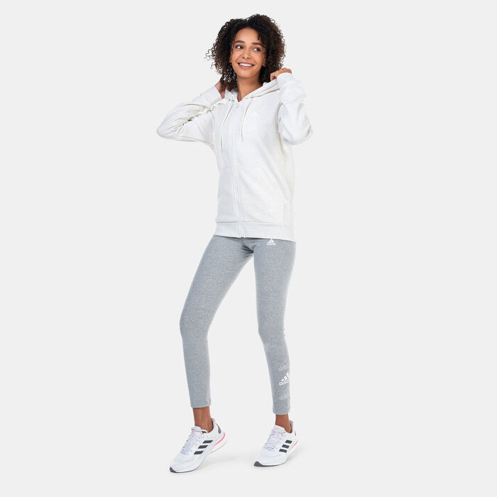 adidas Women's Essentials 3-Stripes Fleece Hoodie White adidas Women's Essentials 3-Stripes Fleece Hoodie White image number 2